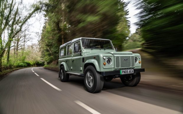 2005 Land Rover Defender 110 converted with Bedeo in-wheel electric motors