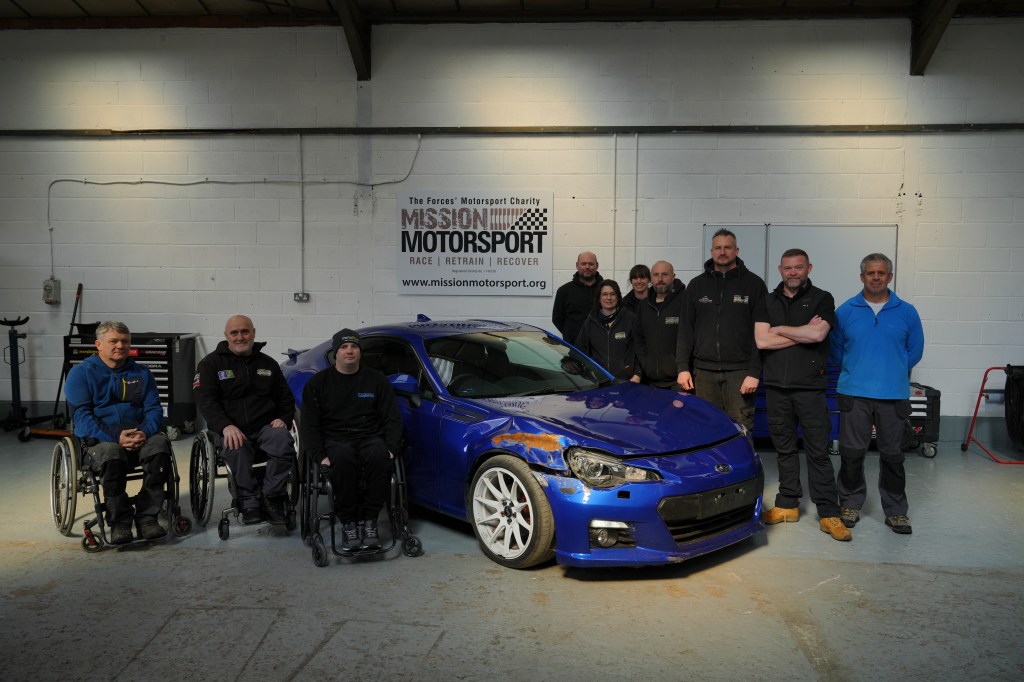 The Mission Motorsport crew with the Subaru BRZ project car