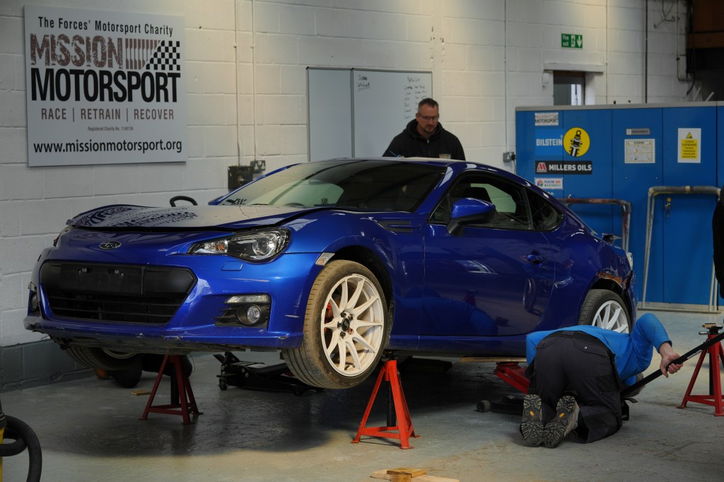 Mission Motorsport Subaru BRZ in the garage