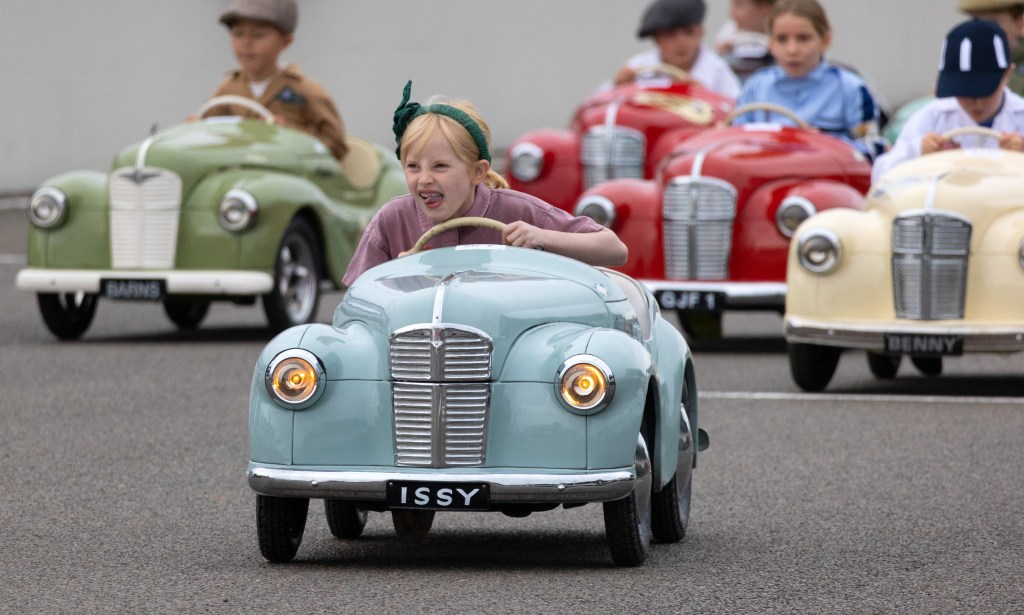 The annual pedal car race is seen as a bit of fun but the competitors can take it very seriously indeed. Photo: Peter Tarry for The Sunday Times