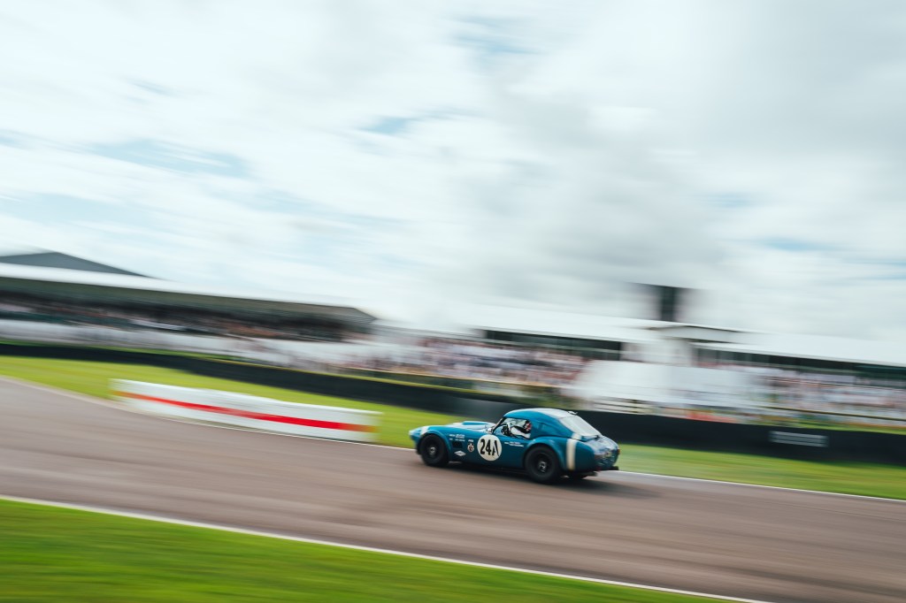 The 1964 AC Cobra of Alex Buncombe and Jack Tetley in the Royal Automobile Club TT Celebration. Photo: Tom Baigent for Goodwood.