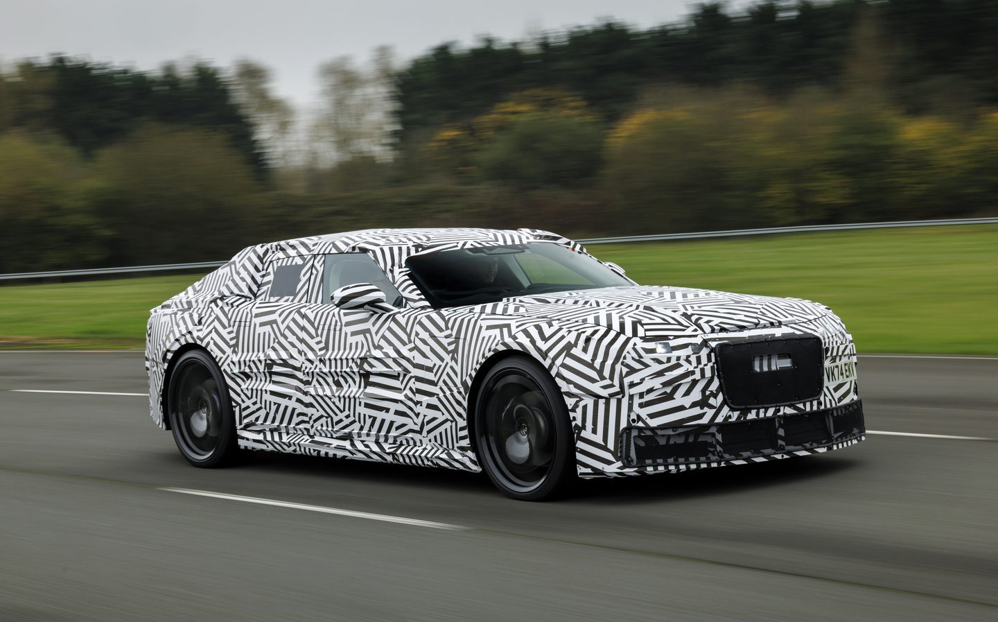 Electric Jaguar four-door GT undergoing testing