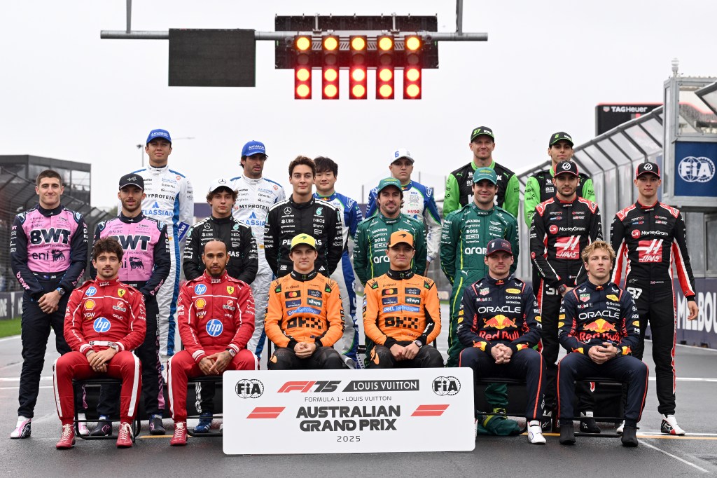 MELBOURNE, AUSTRALIA - MARCH 16: The 2025 F1 drivers pose for a photo prior to the F1 Grand Prix of Australia at Albert Park Grand Prix Circuit on March 16, 2025 in Melbourne, Australia. (Photo by Mark Sutton - Formula 1/Formula 1 via Getty Images)