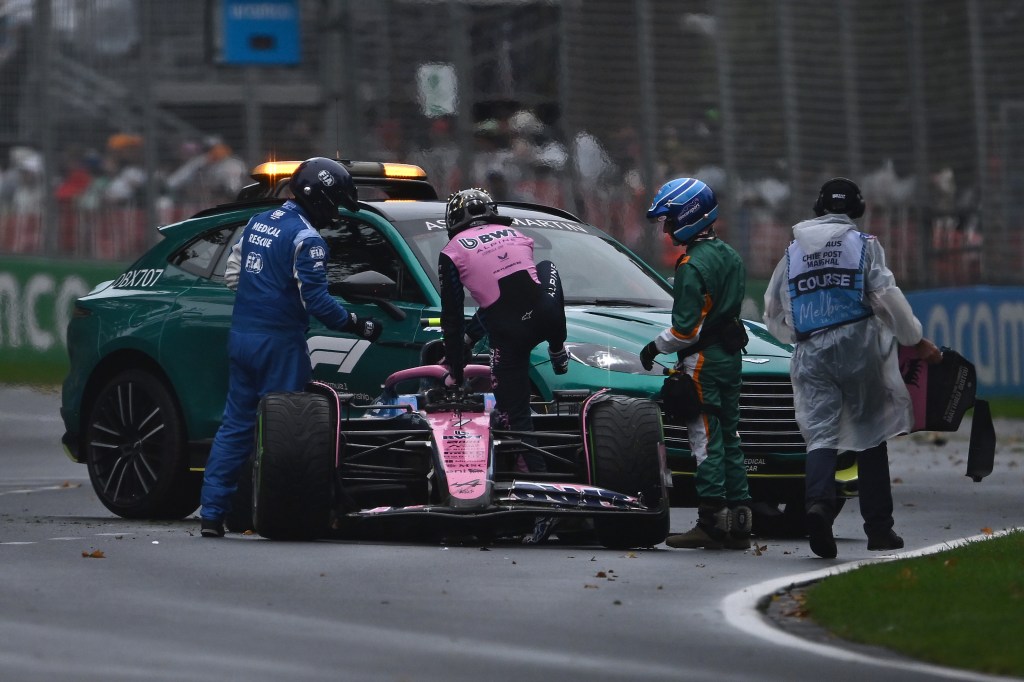 MELBOURNE, AUSTRALIA - MARCH 16: Jack Doohan of Australia driving the (7) Alpine F1 A525 Renault crashes during the F1 Grand Prix of Australia at Albert Park Grand Prix Circuit on March 16, 2025 in Melbourne, Australia. (Photo by James Sutton - Formula 1/Formula 1 via Getty Images)